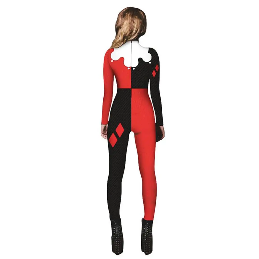 Skup Samobójstwo Squad Harley Quinn kombinezon Catsuit Sexy Cosplay kostiumy Halloween kobiety body przebranie kostiumy damskie rozmiar S XL