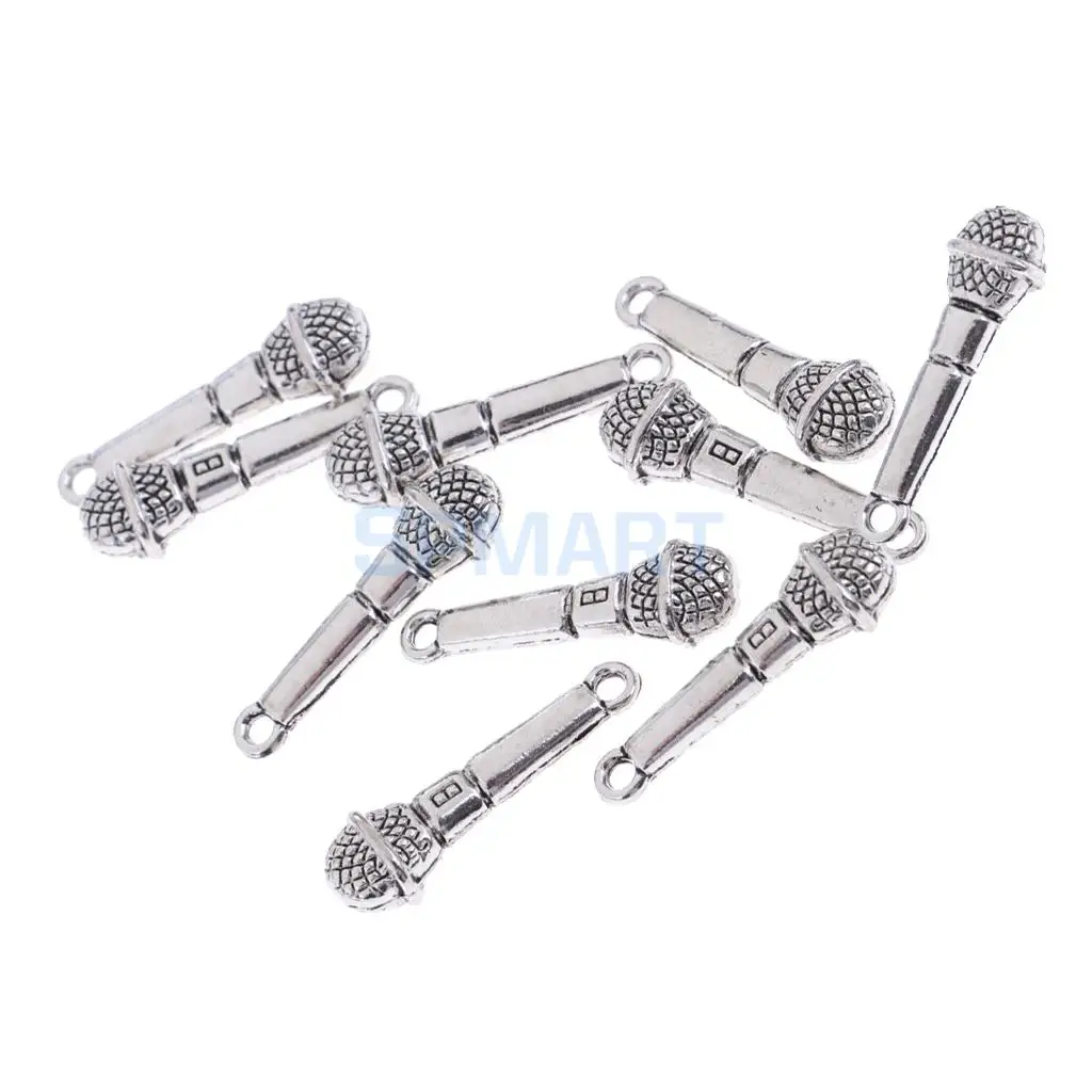 10 Pieces Alloy Microphone Model for 1/12 Dollhouse Miniature Music Room Decoration Dolls Accessories Children Kids Toys