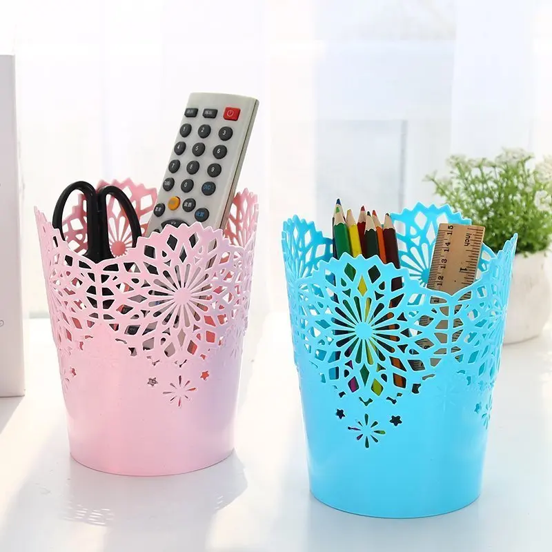 

Creative Hollow Flower Pencil Holder Office Organizer Stationery Pen Holder Sundry Storage Barrels Box Makeup Brush Holder