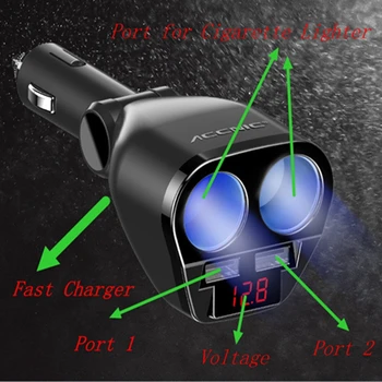

Dual USB 3 in 1 Car Charger DC5V 3.1A USB with Voltage/temperature/Current Meter Tester Adapter Digital Display