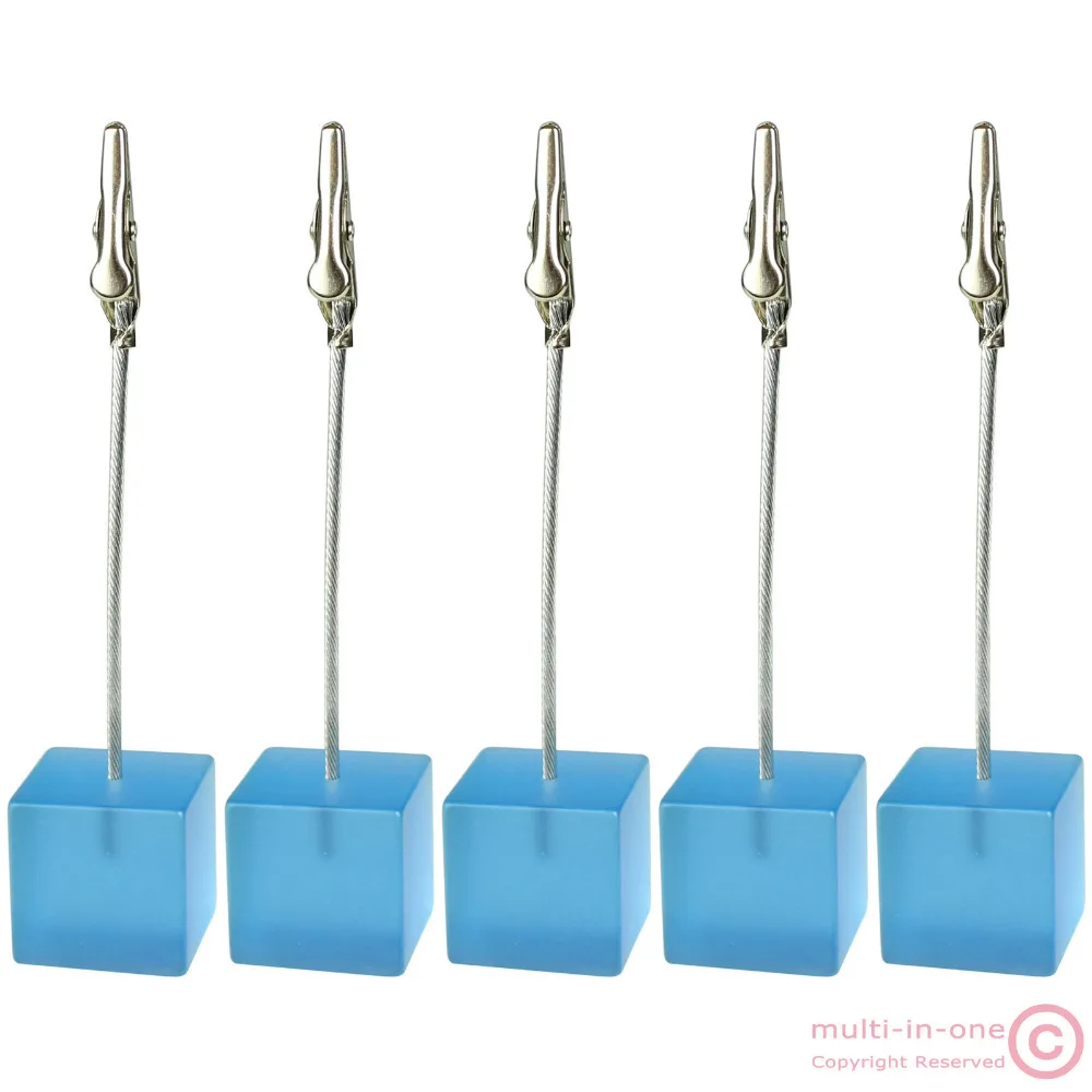 Lot 5pc aqua cube wire picutre/note/card/table/memo holder/photo clip