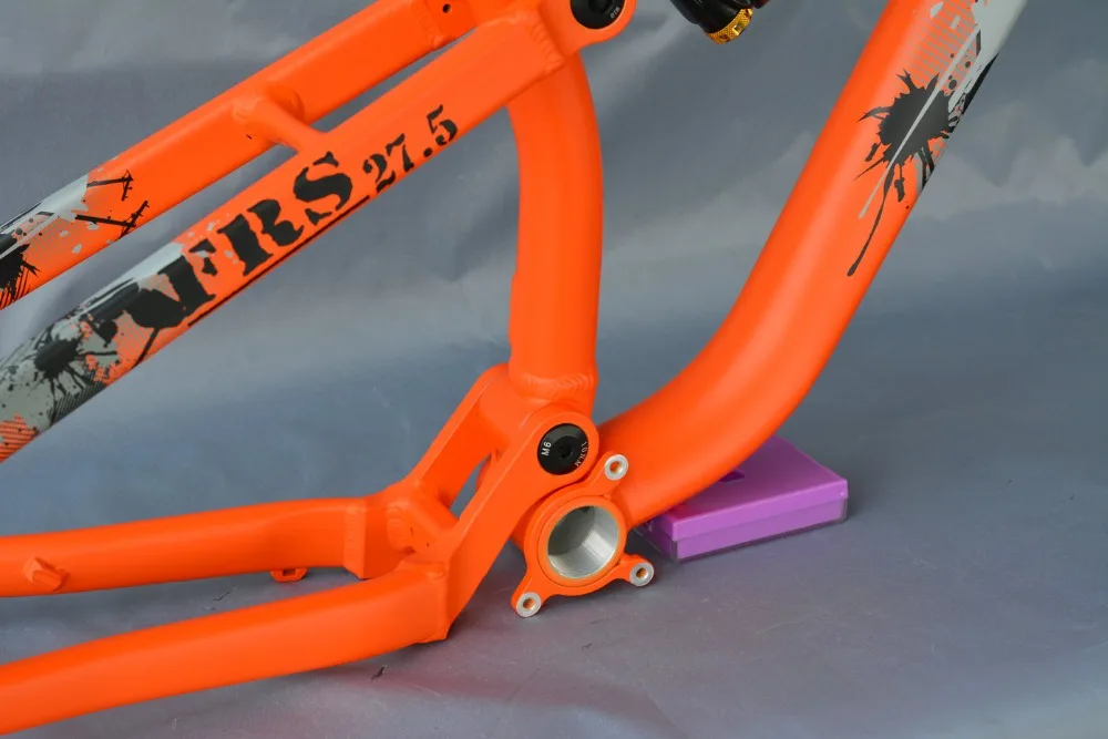 Новейшая алюминиевая подвесная рама для горного велосипеда, задняя амортизационная рама 27,5 er, каркасный вал 142*12 мм оранжевого цвета