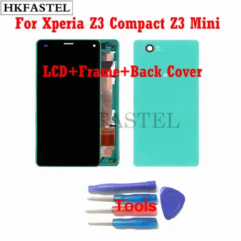 

HKFASTEL For Sony Xperia Z3 Compact Z3 mini D5803 D5833 Original LCD Display touch screen Frame cover + Back battery door case