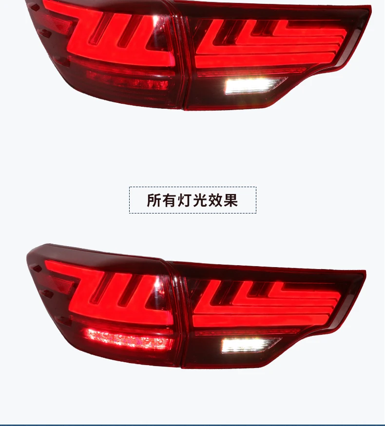 Автомобильный Стайлинг для Toyota задние фары для Highlander- новая светодиодная… для Kluger задний фонарь Lexus Тип динамический сигнал поворота Задняя лампа