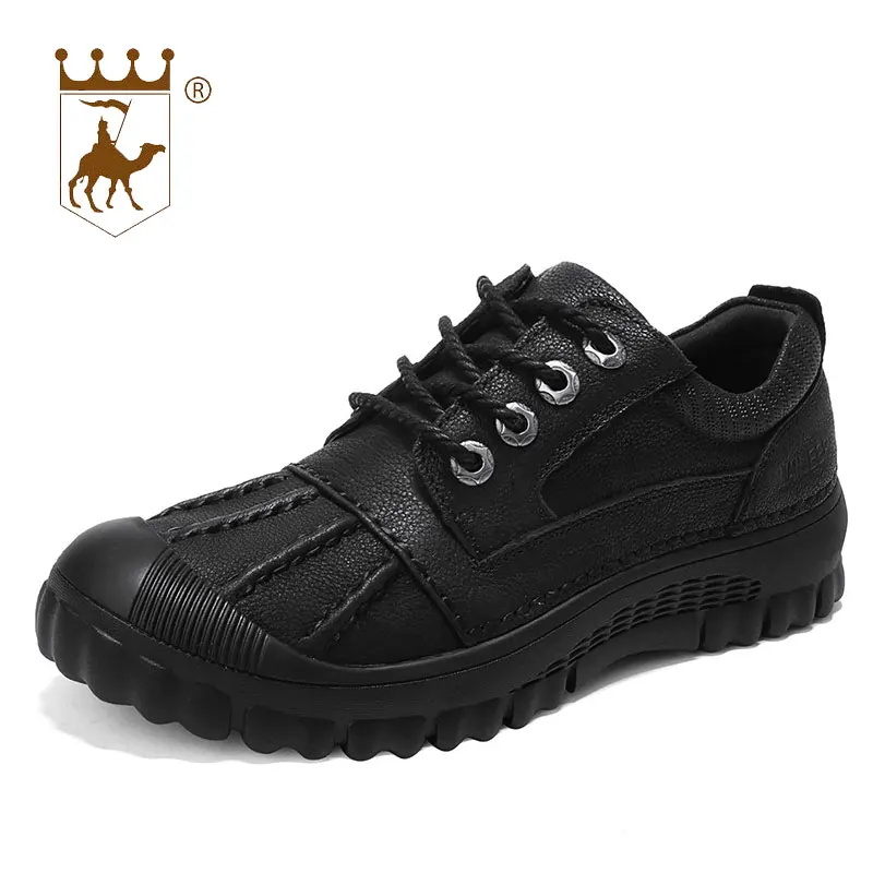 

BACKCAMEL 2018 Autumn Winter Leather Mens Boots Casual Ankle Shoes Wear-resistant Non-slip Footwear Male Driving Shoes Size38-44