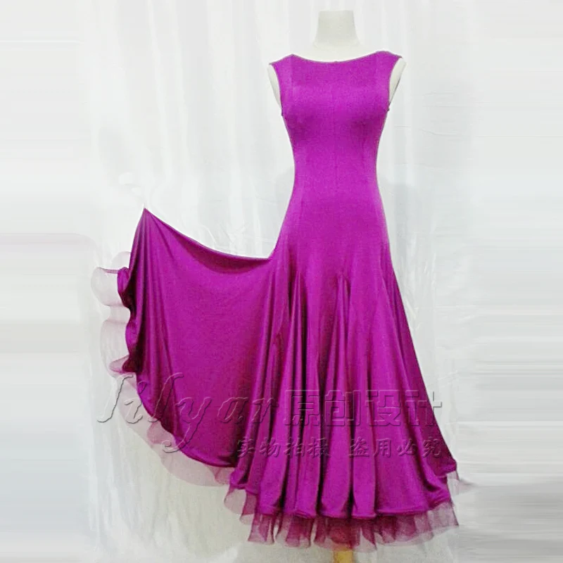 Новые Бальные платья Элегантное фиолетовое длинное платье классическое платье Танго Клубные вечерние певец и ведущий Платье для бальных танцев Стандартный BL1845