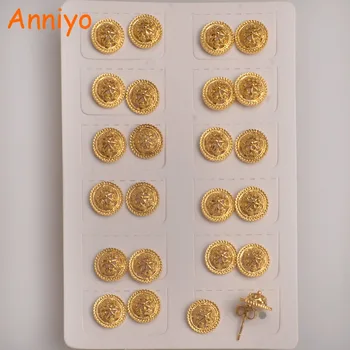 

Anniyo 12Pairs/Lot,Wholesale Ethiopian Mini Earrings for Baby/Girl/Kids,Gold Color/Silver Color Arab African Jewelry #003616
