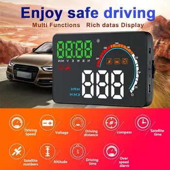 

BEESCLOVER HUD Display Q5HUD Universal Auto Vehicle GPS HUD Speed Odometer Head UP Display Digital Car Speedometer Overspeed r30