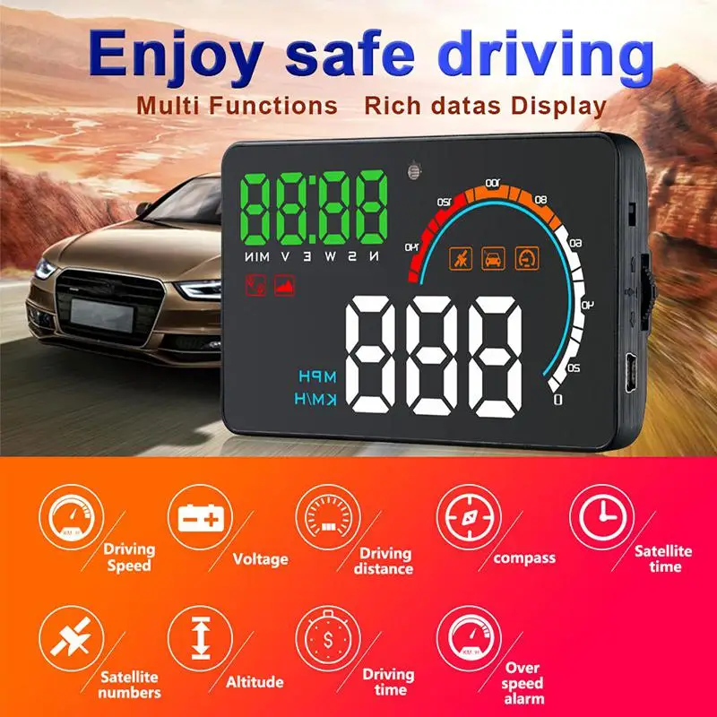 BEESCLOVER HUD Дисплей Q5HUD Универсальный Автомобильный GPS скорость одометр дисплей