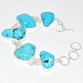

Turquois Bracelet Silver Overlay Over Copper , 21 cm, B3634