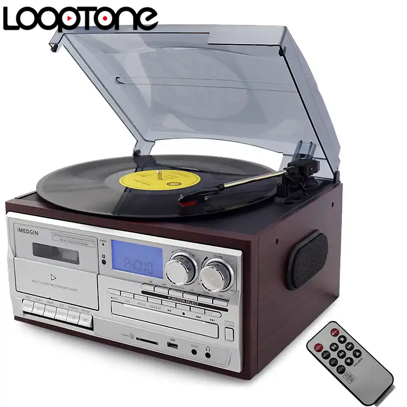 LoopTone 3 скорости Виниловый проигрыватель с CD и кассетный плеер AM/FM радио USB/регистратор SD Aux-in RCA линейный выход - изображение