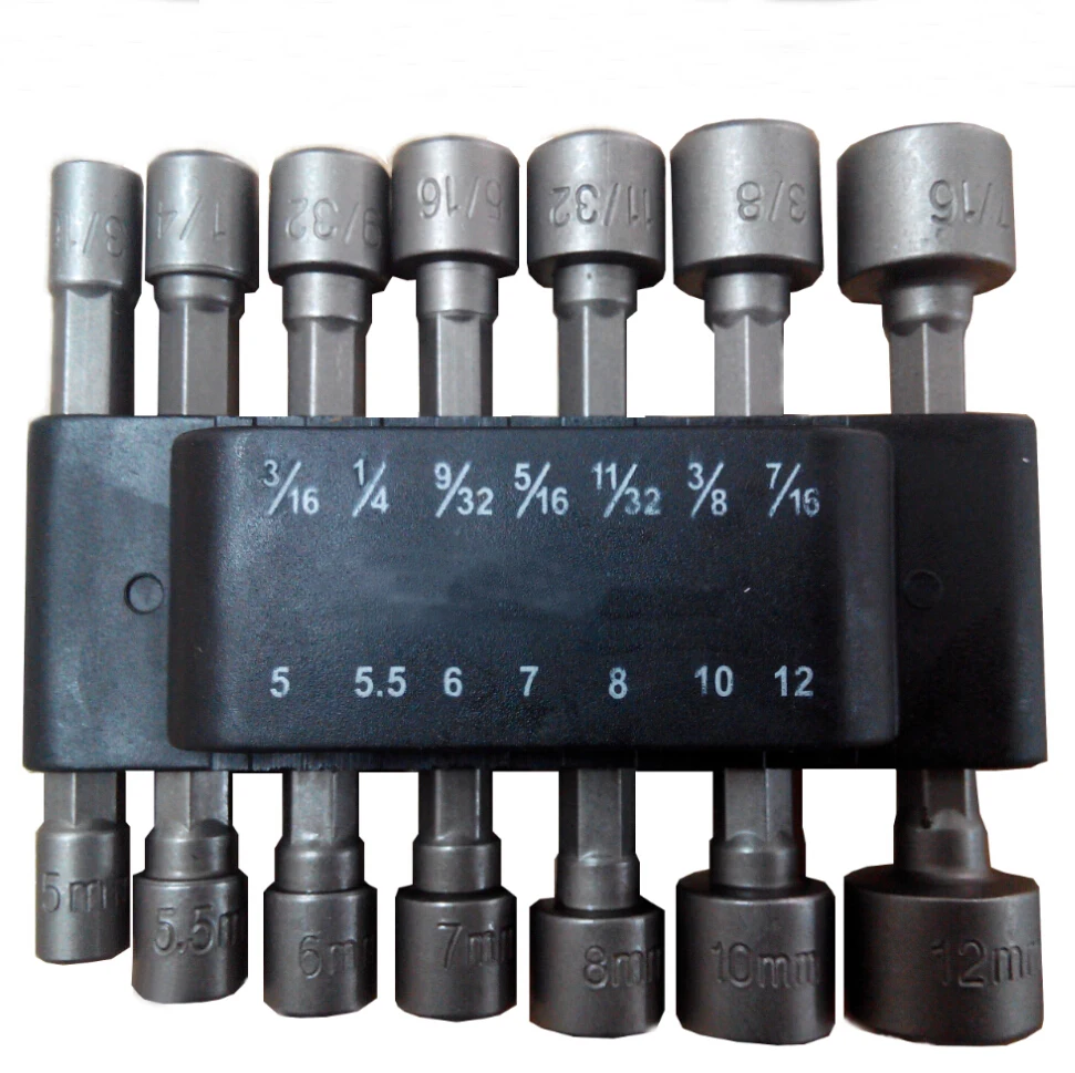 14pc Power Nut Driver Set Black Case Dual Metric & Standard Sae 1/4" Shank Screwdrivers