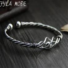 Fyla Mode Real Pure 100 925 Sterling Silver Bangles Women font b Bracelets b font Twisted