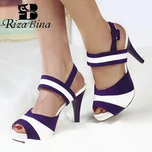 RizaBina Women High Heel Sandals Open Toe Ankle Strap Sandals Fashion Daily Summer Shoes Women Party Footwear Size 34-39 цена RizaBina Women High Heel Sandals Open Toe Ankle Strap Sandals Fashion Daily Summer Shoes Women Party Footwear Size 34-39 цены онлайн