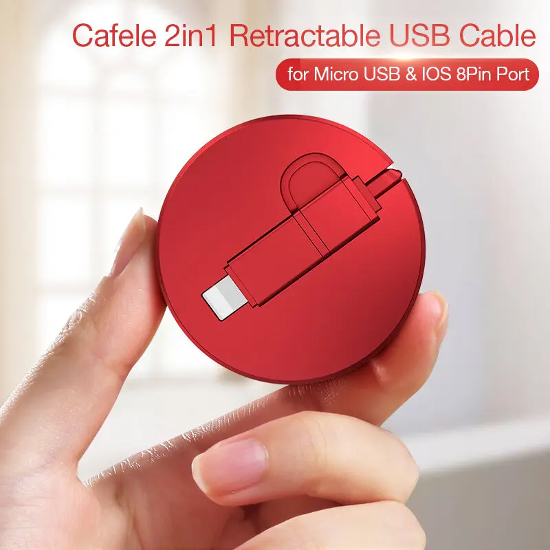 

2 in 1 Retractable USB Cable Micro USB Charging Cable for iPhone X 8 Samsung Galaxy S9 Portable Phone cable for Huawei charging