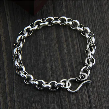 

C&R Real 925 Sterling Silver bracelets for women Simple circle round buckle bracelet men women Unisex Thai Silver Fine Jewelry