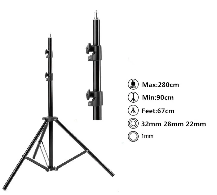 

Max entension 280cm LED lighting stand tripod Ajustable Photo Studio Accessories For Softbox Photo Video Lighting Flashgun Lamps