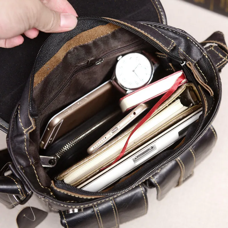 

Men Shoulder Crossbody Bag Messenger Vintage Zipper Durable For Mobile Phone Business KA-BEST