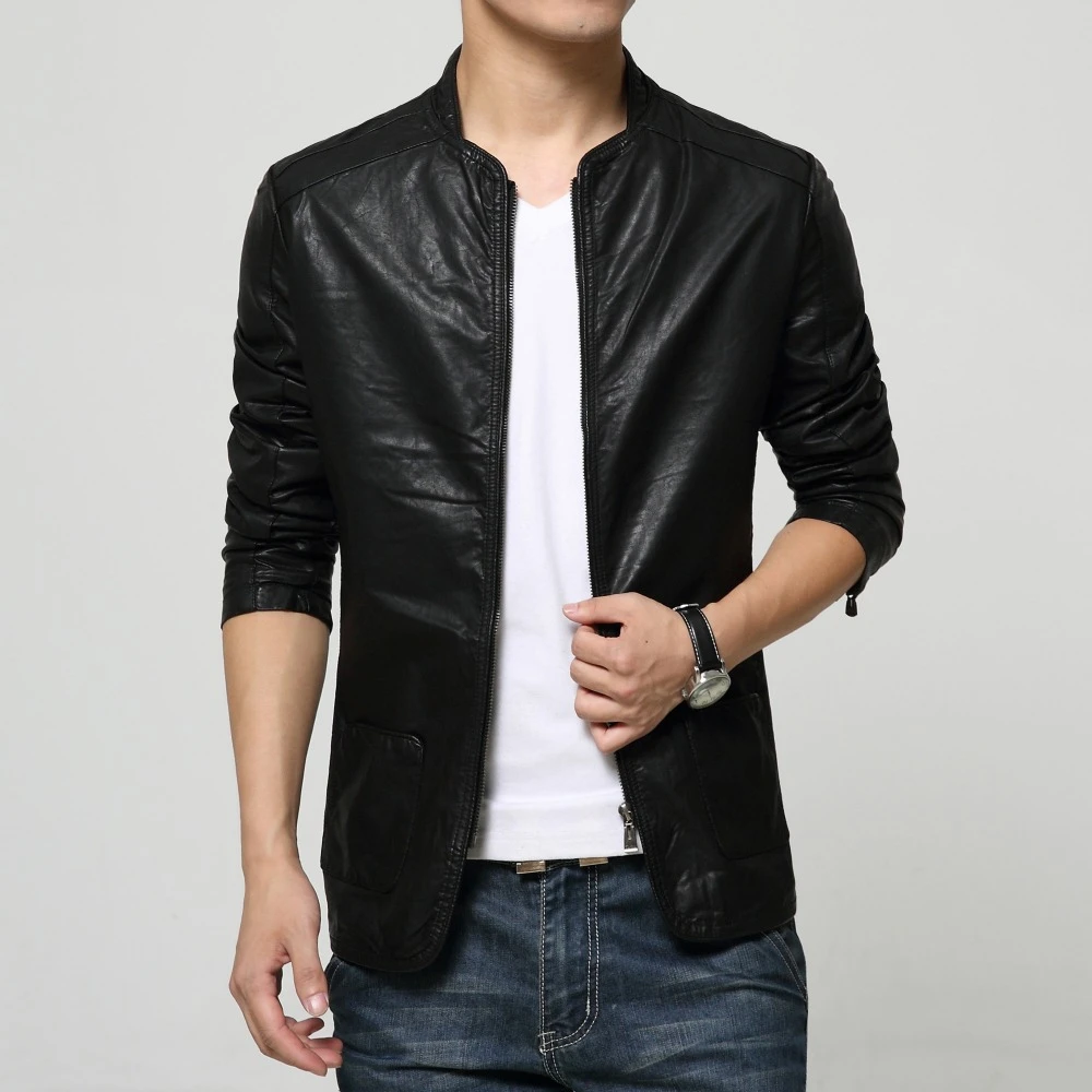 jaqueta couro slim masculina