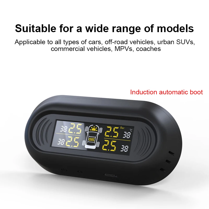 

New Solar Power Tire Pressure Monitoring System Car Tyre Futurepast Control Gauge LCD Display Brightness Adjustable CSL2018