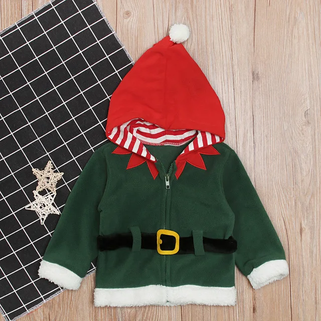 Новая зимняя одежда для маленьких мальчиков и девочек рождественское бархатное пальто теплая шерстяная куртка От 6 месяцев до 3 лет Детская куртка с капюшоном, верхняя одежда
