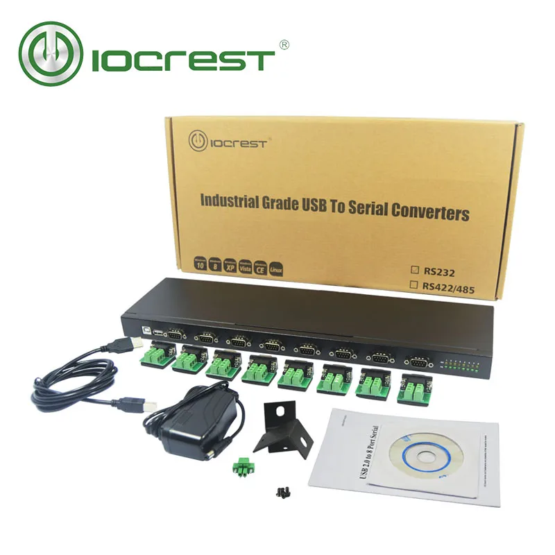 Последовательный преобразователь IOCREST с USB 2 0 на 8 портов RS422 RS485 DB 9 адаптер чипсет