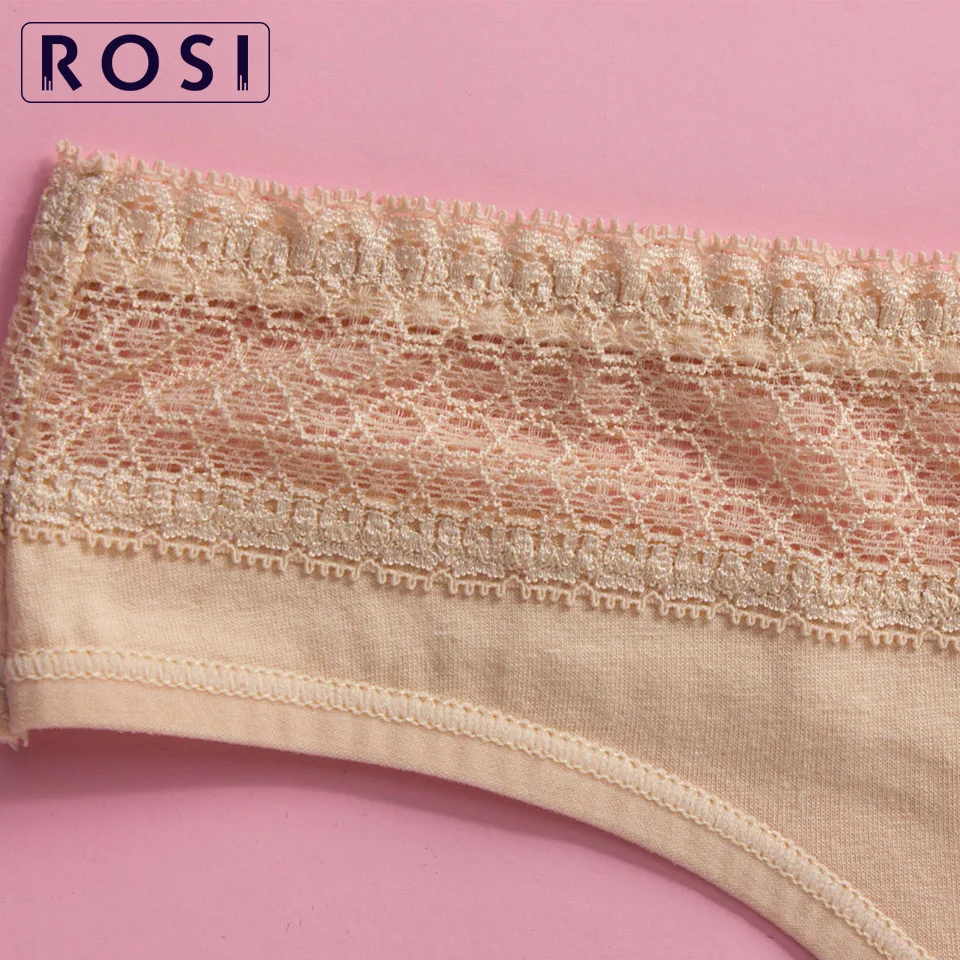 ROSI 3 шт. сексуальные женские хлопковые g стринги трусики кружевные бесшовные