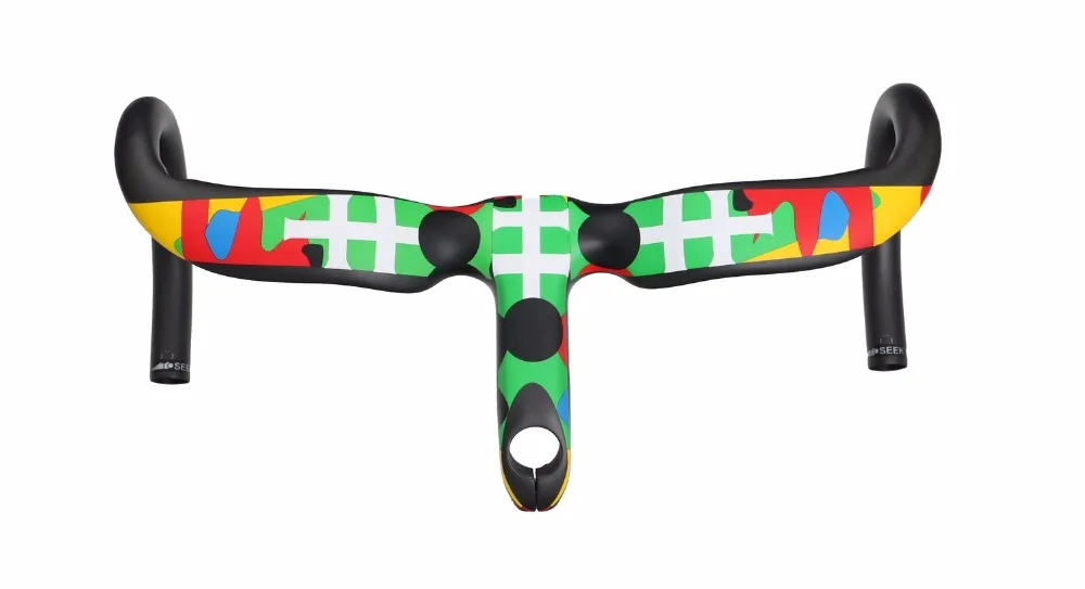 

NEW TOSEEK Camouflage Full Carbon Fiber Integrated Road Bicycle Handlebar Bike Handlebar 400/420/440mm Red road handlebar