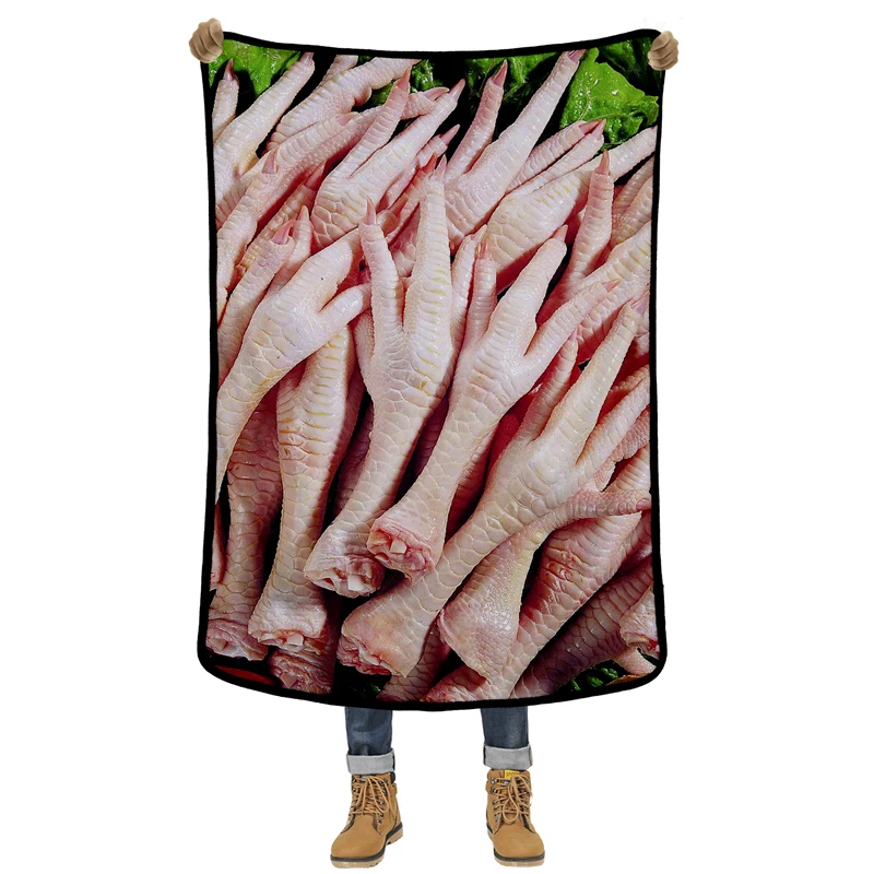 

EHOMEBUY 3D Blanket Chicken Feet 3D Blankets Cover Flannel Decoration Personalized Machine Washable Warm Soft Portable