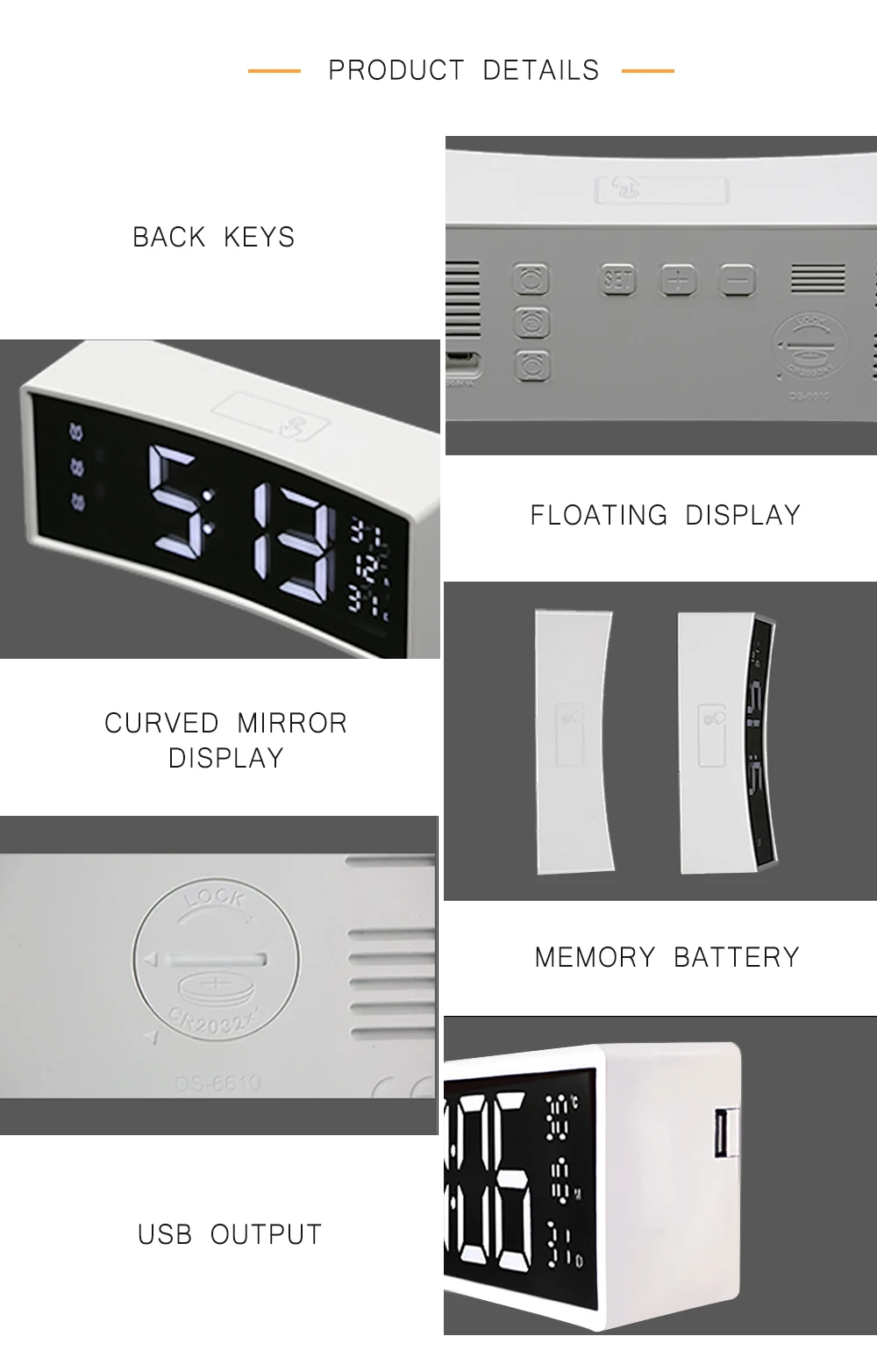 3D будильник изогнутая поверхность экран плавающий светодиодный дисплей умный будильник электронные часы цифровой светодиодный Будильник функция повтора