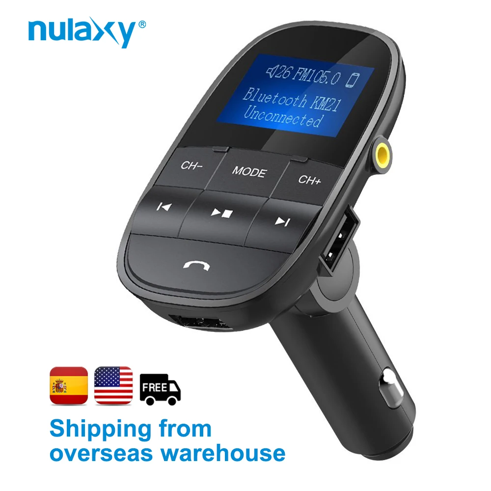 

Nulaxy KM21 Car MP3 Player Support TF USB Disk Bluetooth Hands-free FM Modulator LCD Displayer Audio FM Transmitter Car Charger