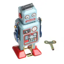 Nuevo 1 juego Vintage mecánico mecanismo de cuerda de juguete de robot de estaño con llave niños colección de regalo