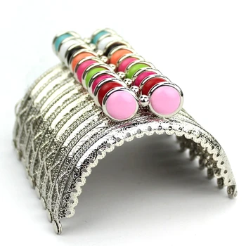 

KISSDIY 20PCS/LOT 8.5cm Colorful flat bead Metal Purse Frame semicircle Silver tone lace Coin Purse Frames,Freeshipping JY146