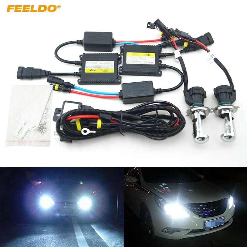 

FEELDO 4Sets 35W AC Car Headlight H4 HID Xenon Bulb Hi/Lo Beam Bi-Xenon Bulb Light Digital Slim Ballast HID Kit #FD-4482