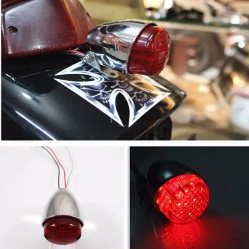 Хромированный светодиодный тормозной Стоп сигнал задний фонарь Cafe Racer Bobber Cruiser