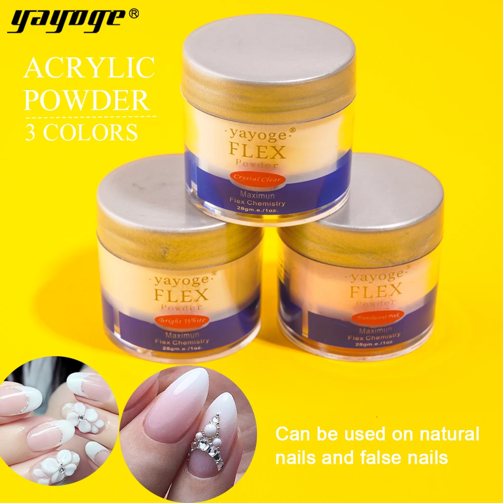 

Acrylic Powder YAYOGE 28g Nail Art WHITE Flex Polymer SET KIT Chemistry Crystal Builder Extensions Tips Manicure