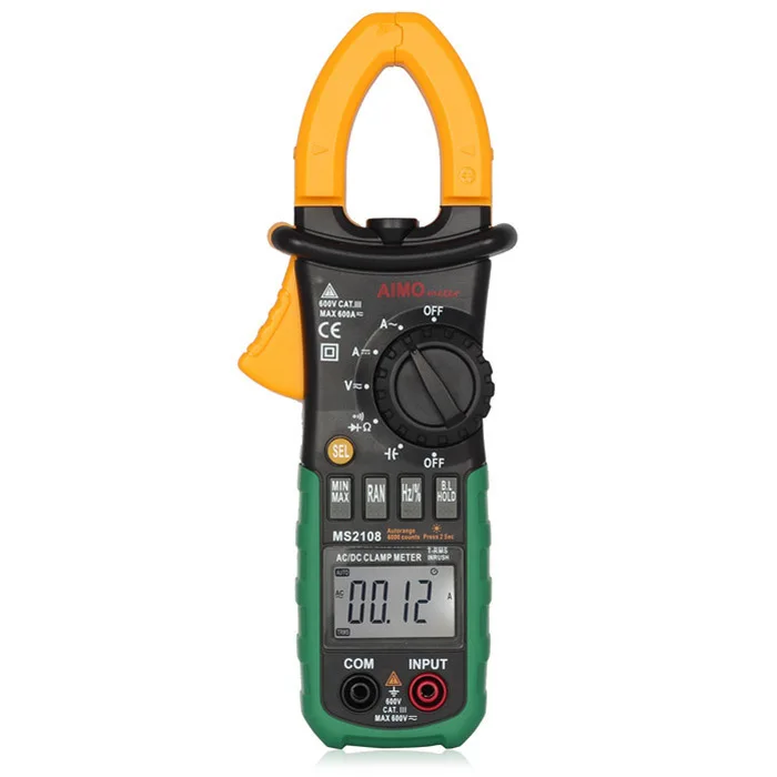 

AIMOMETER MS2108 600A 600V AC / DC 6600 Counts True RMS Digital Clamp Meter / Multimeter Auto Range with Backlight / Worklight