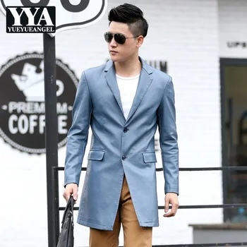 

Blue Black New Autumn Winter Mens Lapel PU Leather Coat Casual Slim Faux Leather Jacket Outerwear Fashion Windbreaker Outfits