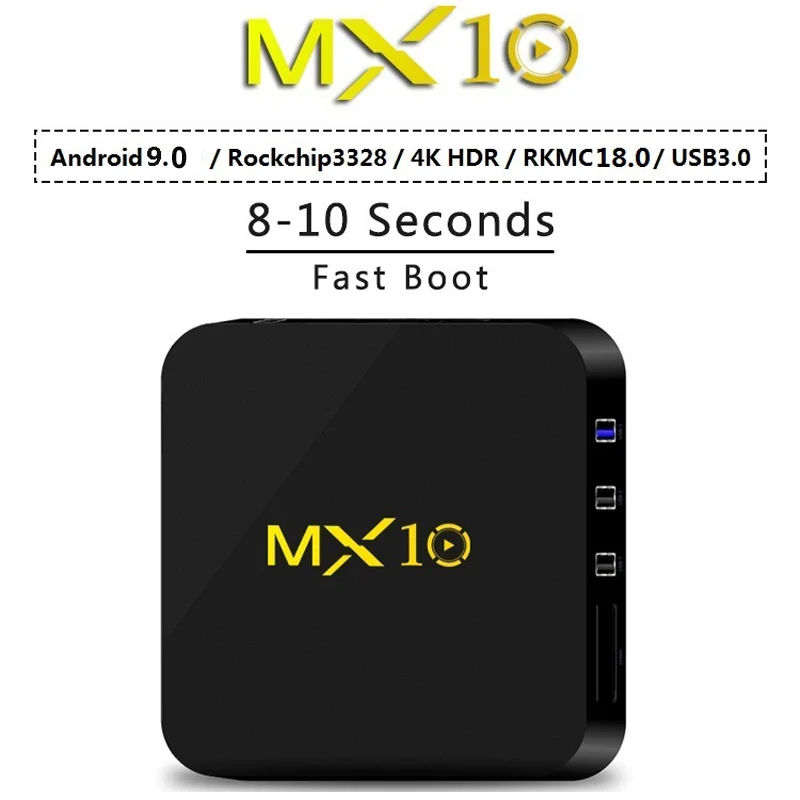 

MX10 Android 9.0 Smart TV BOX 4GB DDR4 Ram 32GB 64GB Rockchip RK3328 Quad Core Support 4K WIFI Streaming Media Player pk H96 max