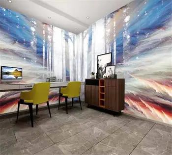 

2019 New Wall Paper Space Large Oil Painting Abstract Forest Woods House Wall Digital Printing HD Decorative Beautiful Wall pape