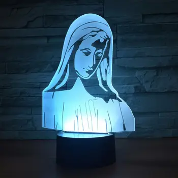 

7 color Our Lady led night light 3d visual acrylic lamp usb creative children bedroom bedside lamp 1301