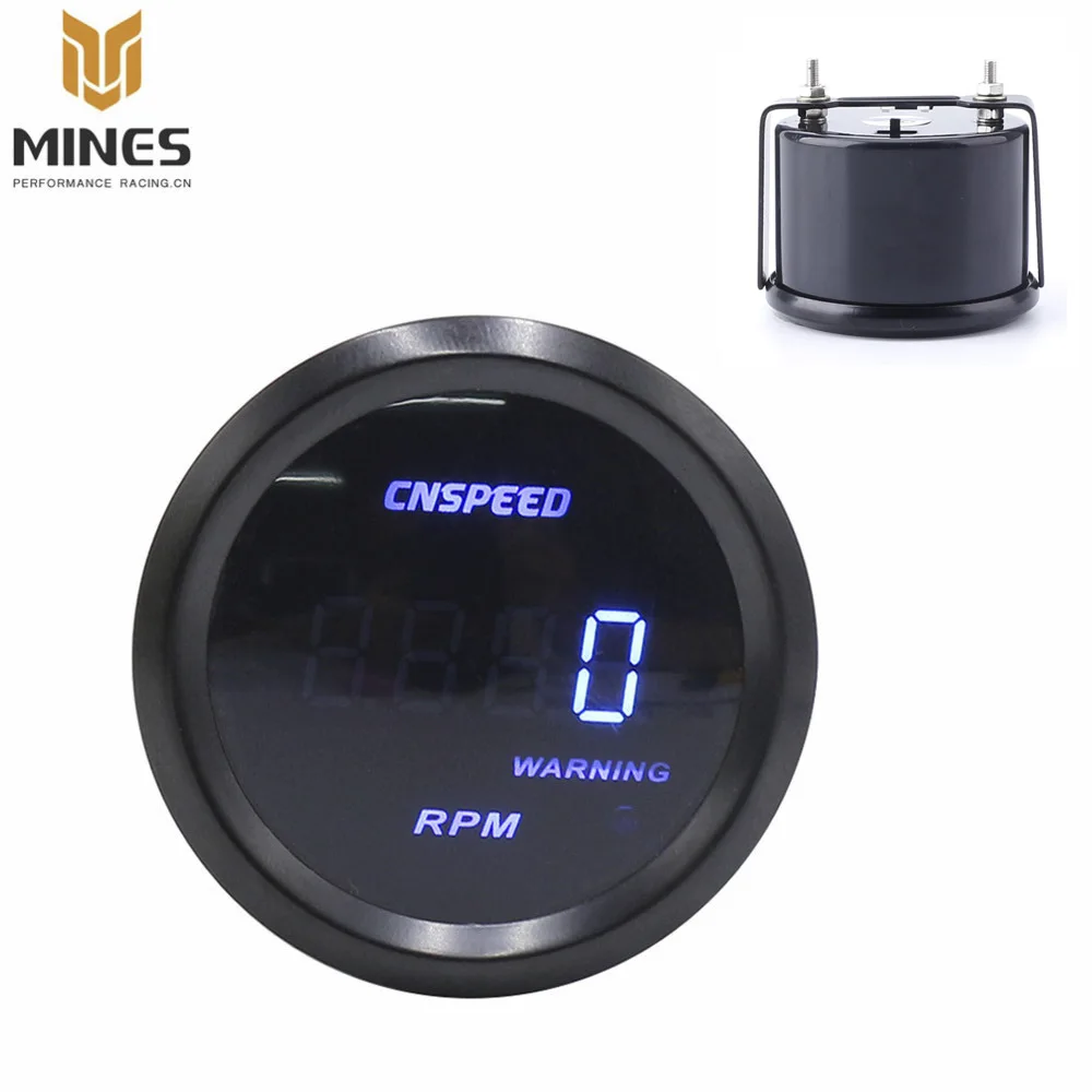 CNSPEED 2" 52mm 20Led Digital Car Tachometer reading 0 9999RPM /Black