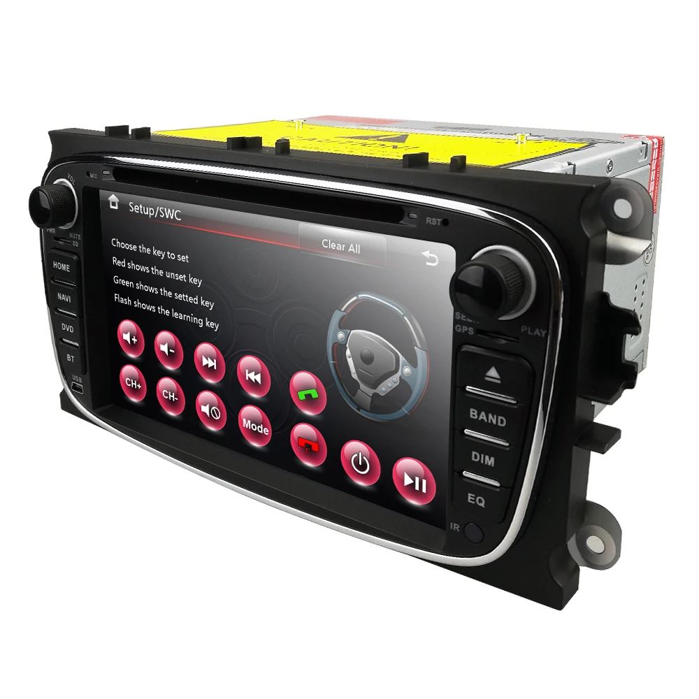 Perfect HIZPO 7 inch Car DVD Player For Ford Focus 2 S-Max C-Max Mondeo 4 Galaxy Kuga 2008-2010 GPS Mirror link OBD2 Steel wheel control 4