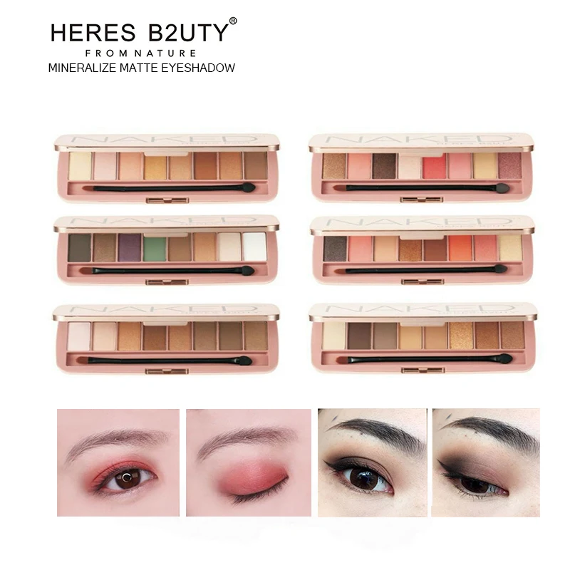 

[611/614 out of stock] Self-Brand HERES B2UTY High Quality Mineralize Matte 8 Color Professhional Eye Shadow Palette 18g