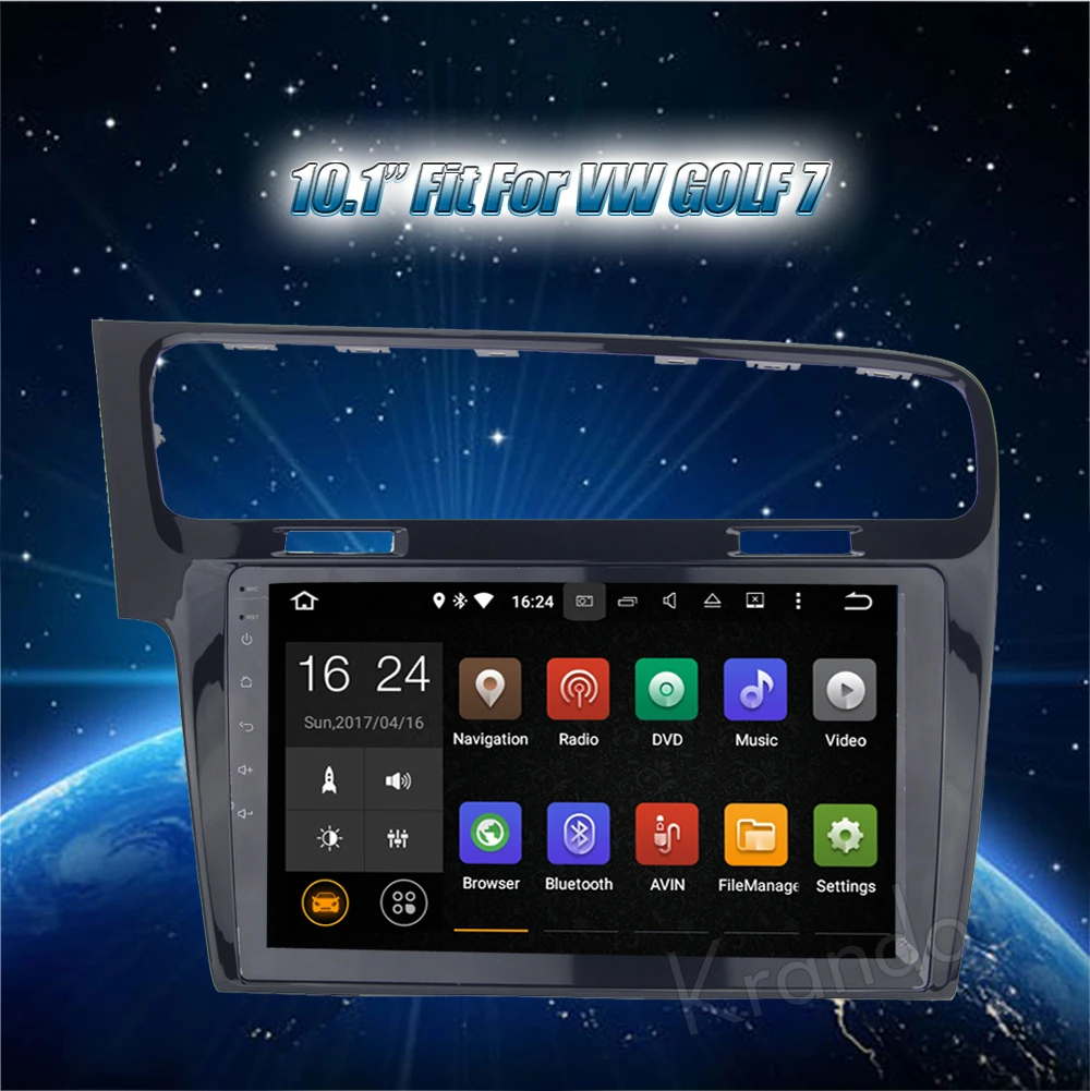 Top Krando 7" Android 7.1 car audio radio for vw Golf 7 gps dvd player navigation multimedia entertainment system WIFI 3G DAB+ 0