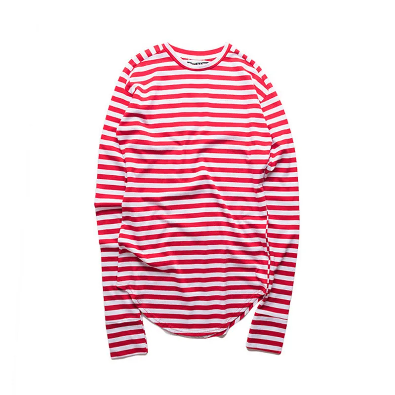 

Hot striped extended hip hop t shirt justin bieber clothes men punk hiphop tee shirts streetwear long sleeve tshirt homme