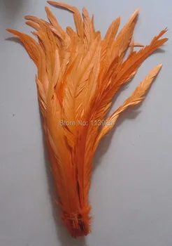 

Wholesale 100 Pcs/lot orange Rooster Feathers 14-16 Inches(35-40cm) Fluffy rooster feather Fringe wedding party headdress crafts