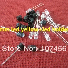 5 мм круглый светодиодный 100 шт желтый свет 5 мм желтый светодиодный+ светодиодный держатель лампы 5 мм светоизлучающий диод