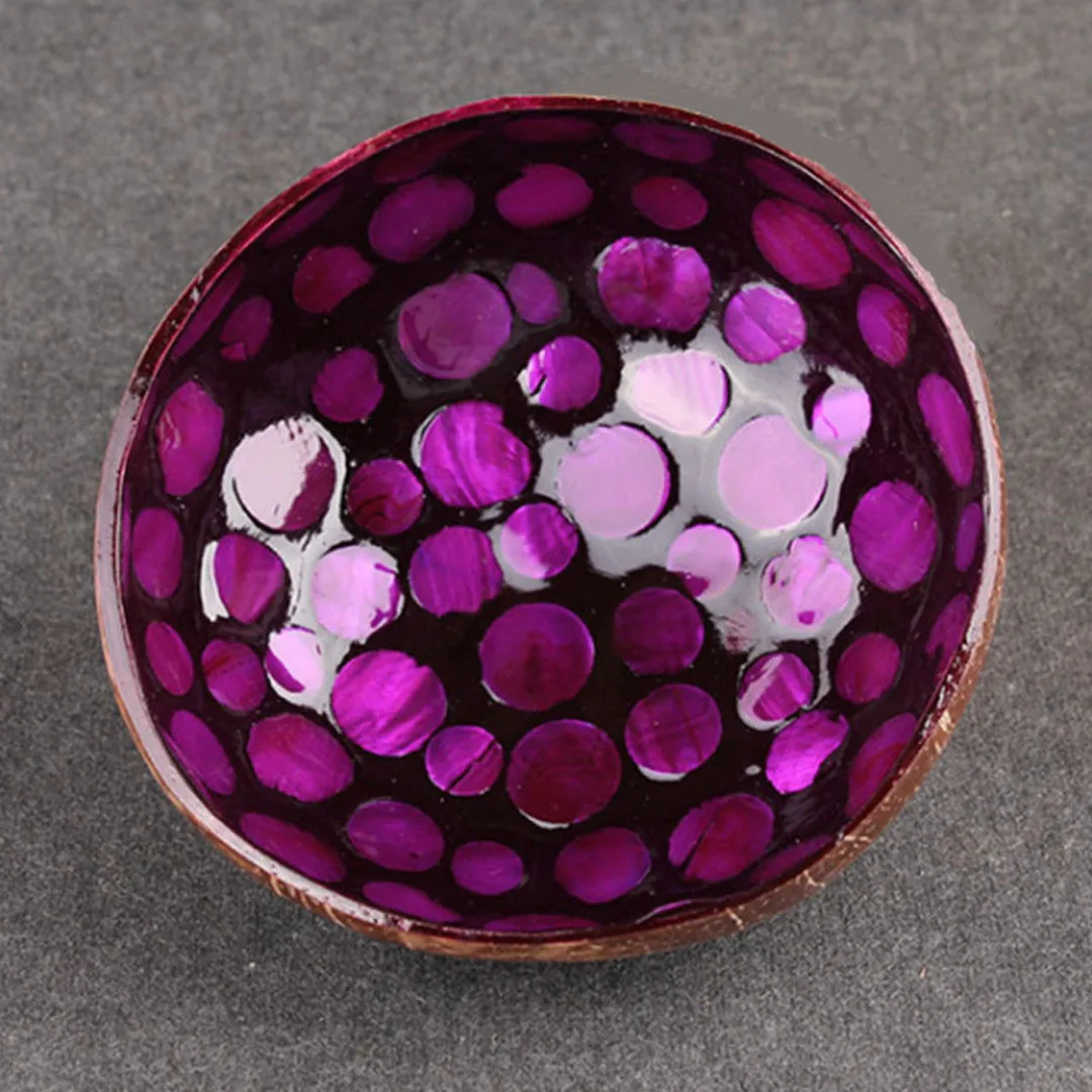 Natural Geometric Shape Coconut Shell Bowl Dishes Kitchen Paint Craft Home Decor 7 Colors