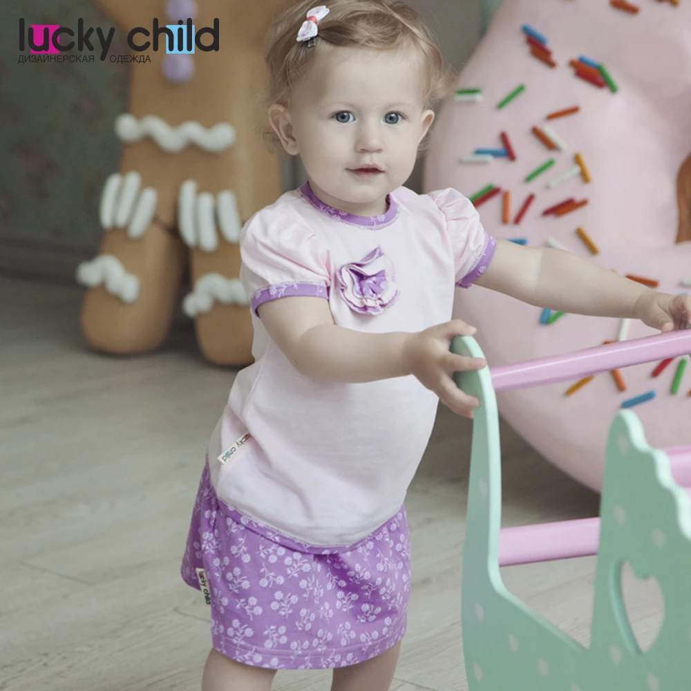 Футболка летняя Lucky Child для девочек, арт. 11-26(Цветочки)(3M-18M) [сделано в России, от 2-х дней]